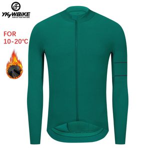 Ykywbike Cycling Jacket Autumn Long Sleeve Jersey Bike Clothes Thermal Fleece Mtb Bicycle Clothing Jersey Färger 240318