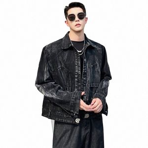 Luzhen 2024 Stylish Wortout Wed Original Casual Short Denim Jacket Men Vintage High Quality Outerwear Trendy New Coat 6D6609 H9D4#