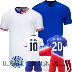 Maglia da calcio USAS 2024 Copa America Camisetas Kit per bambini USMNT Squadra nazionale Home Away Versione giocatore USWNT Maglia da calcio PULISIC SMITH MORGAN BALOGUN