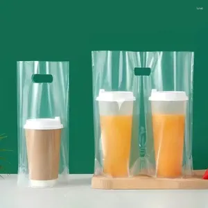 収納袋使い捨て飲料パッケージバッグ肥厚高透明性プラスチックシングルカップダブルミルクティーテイクアウトポータブルハンドバッグ