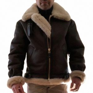 Neue Vintage Lederjacke Männer Casual Zip Up Verdicken Warme Pelz Einteilige Parkas Jacken Outdoor Pilot PU Mantel Herbst Winter 5XL J7jJ #