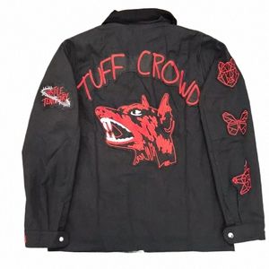 tuff CROWD 2023 New High Quality 1:1 Dog Head Embroidered Zipper Jacket Coat y0FZ#