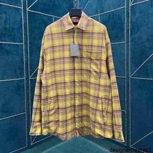 Designer Correct Version "High Quality" BL Home 2024 New Yellow Checkered Shirt OS Loose Fit Unisex LQ5H