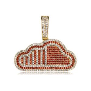 Two Tone Plated Iced Out Full Zircon Cloud Pendant Necklace Rope Chain Mens Hip Hop Jewelry Gift212e