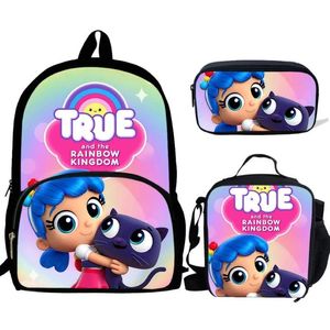 School Bags BULEFLYER Cartoon True And Rainbow Kingdom 3PCS SET For Teenagers Backpack Supplies Bookbag Lovely Satchel2547