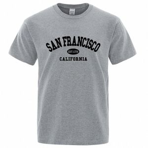 Sanfrancisco Est.1776 Califórnia Carta T-Shirts Homens Fi Oversized Tops Verão Camiseta Solta Designer Luxo Tee Roupas y3ef #