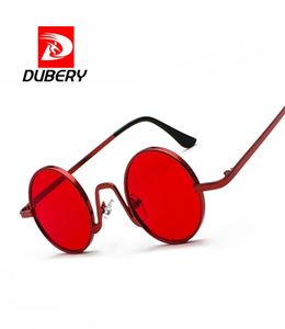 DUBERY Rote Steampunk Sonnenbrille Damen Retro Herren Hip Hop Punk Sonnenbrille Marke Ladys Runde Brille Legierung Rahmen 33906572610