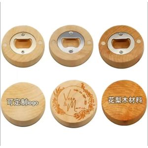 Blank DIY Wood Engraving Can Customize Round Bottle Opener Coaster Fridge Refrigerator Magnet Decoration Fy3882 0424