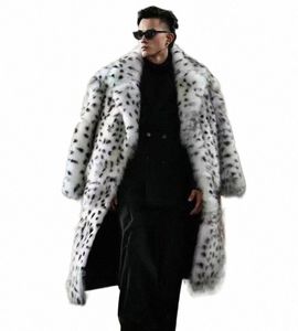 nuova pelliccia stampa leopardo integrato uomo cappotto lg colletto del vestito imitati pelliccia di volpe cappotto di pelliccia tendenza inverno m giacca t5IL #