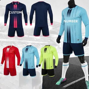 Футбольный комплект с длинными рукавами, осенне-зимняя спортивная одежда, молодежная детская командная игровая одежда, тренировочная одежда на заказ, мужской комплект из 2 предметов 240313