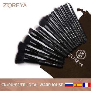 Zoreya 7/15 pçs pincéis de maquiagem preto conjunto sombra em pó fundação corretivo escova cosmética maquiagem mistura ferramentas beleza 240315