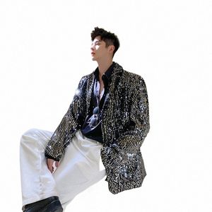 male Shiny Blazers 2024 Spring jacket men Stylish Sequin Decor Blazer For Men Suit Jackets Dazzling Stage Clothing I843#