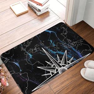 Carpets Ocean Compass Bathroom Mat Map Doormat Flannel Carpet Balcony Rug Home Decoration