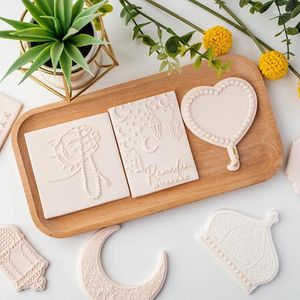 Bakning formar DIY Eid Mubarak Biscuit Cookie Cutters 3D Handgjorda fondantverktyg för hem Islamiska muslimska festdekorationer