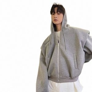 American Casual Hoodie Mens College para Fabryczna karczana Kurtka zamek ramię luźna krótka masarza 2024 NOWOŚĆ O6AJ#