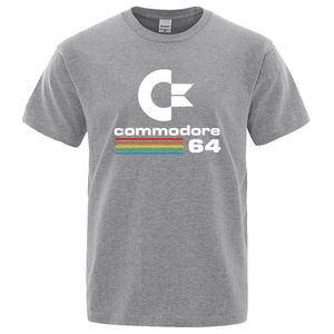 Loose Men T-shirts Summer Commodore 64 Print T Shirt C64 Sid Amiga Retro Cool Design Street Short Sleeve Top Tee Cotton Clothing 240325