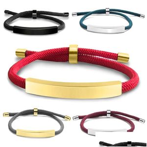 Charme pulseiras ajustável tecido pulseira de aço inoxidável barra de tubo para homens mulheres jóias presente de feriado entrega de gota otmyg