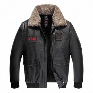 Män vinterrockar pu läderjackor Bomberrock manlig fleece fi herrkläder motorcykeljacka tjock vintage outwear 5xl y9jv#