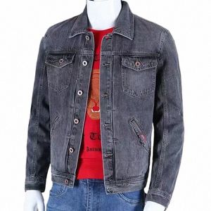 Masculino Jean Casacos Outono Azul Jaqueta Jeans Masculina com Bordado Tamanho L Y2k de Tecido Solto Roupas Masculinas de Alta Qualidade G Grande 800b #