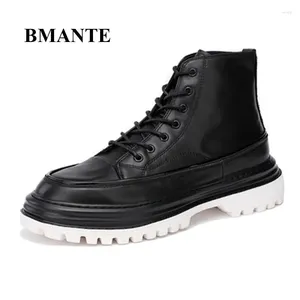 Schuhe Bmante Casual für 503 Männer Echtes Leder High-Top Stiefeletten Sneakers Design Platfor 10587