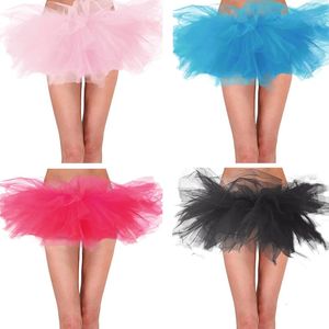 Women Classic 80s Mini Puffy Tutu Solid Color 6-Layered Bubble Ballet Skirt Party Dance Halloween Costume Petticoat 240326