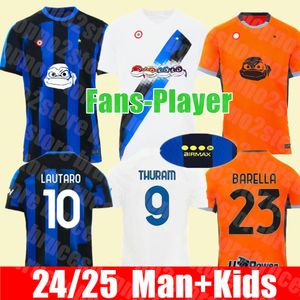 Novità 2024 25 maglie da calcio LAUTARO THURAM BARELLA Kit per bambini Maillot de FRATTESI FINAL Maglie Maglia da calcio Bambino terzo Speciale Inters Milans tifosi versione giocatore