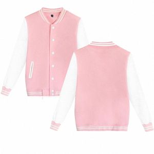 black Pink Solid Color Baseball Bomber Jacket Men Women Hip Hop Harajuku Jackets Kids Boys Girls Single Coats 44Lz#