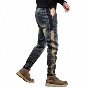 Hosen mit Druck Stretch Männlich Cowboy Hosen Elastische Cargo Jeans für Männer 2024 Koreanische Herbst Ästhetische Regelmäßige Winter Trend Y2k T2tN #