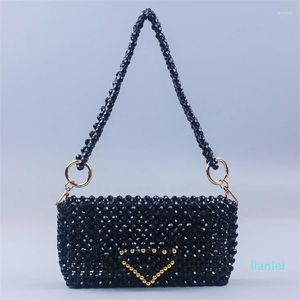 Sacos de noite moda retro preto ombro artesanal frisado tecido bolsa feminina personalizado