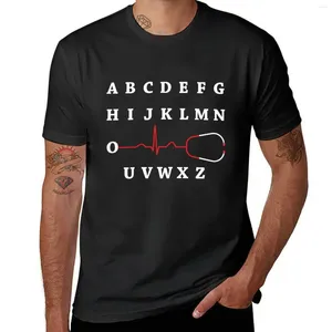 Herren Polos PQRST Alphabet Herzschläge EKG Welle T-Shirt Rohlinge Niedliche Kleidung Taillierte T-Shirts für Männer