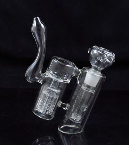 Doppelkammer-Bubbler-Glas-Wasserbong-Pfeife mit Armbaum-Perc für trockenes Kraut, kostenloser Versand