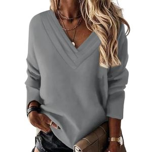 Fashion Tiered V Neck Hoodie Women Autumn Winter Solid Color Casual Sweatshirt Female Comfortable Long Sleeve Loose Tops 240312