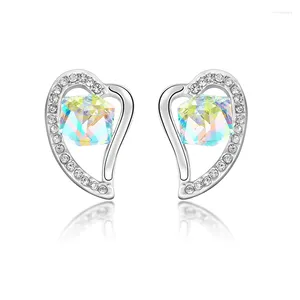 Stud Earrings ER-00152 Austrian Crystal Silver Plated Cube Heart For Women Trending Products 2024 Valentine's Day Gifts