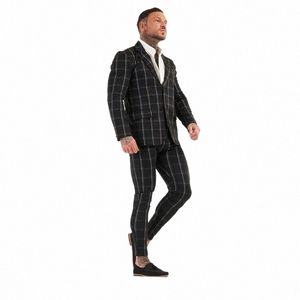 nero Palid Abito da uomo su misura 2 pezzi Blazer Pantaloni Tuxedo monopetto Slim Fit Busin Wedding Groom Prom Tailored j2WH #