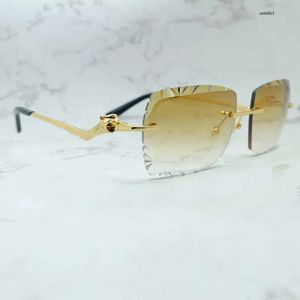 Diamond Cut Solglasögon vintage panther Rimless Sun Glasses Designer Carter Shades Eyewear Mens Lentes de Sol Mujer