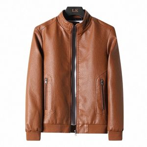 Neue Fi Herbst Winter Warme Männliche Lederjacke Plus Größe 8XL Herren Stehkragen Mantel Leder Motorrad Jacken Reißverschluss Mantel E4dB #