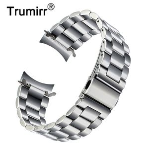 Premium Stainless Steel Watchband For Samsung Galaxy Watch 46mm Sm-r800 Sports Band Curved End Strap Wrist Bracelet Silver Black Y246y