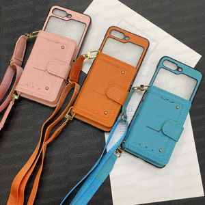 Trendy Designer Imprint Floral Phone Case para Samsung Z Flip 5 4 3 Fold Fold5 Fold4 Fold3 Celular Capa à prova de choque Suporte para slot de cartão Suporte de couro de bolso