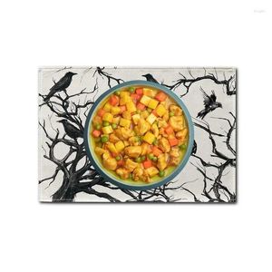 Tapetes de mesa Feliz Halloween Assustador Fantasma Tapete de Cozinha Jantar Resistente ao Calor 45x30cm Árvore Corvos Placemats para