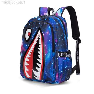 Designer Spraygrounds Backpack Oxford Cloth Shark Backpack for Elementary School Students in Grades Four Five and Six Large Capacity Backpack with Simple Personal