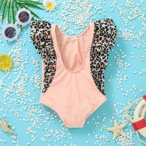 One-peças meninas leopardo uma peça bebê maiô sol princesa crianças swimwear sólido verde impressão biquíni maiô criança ternos de natação 24327