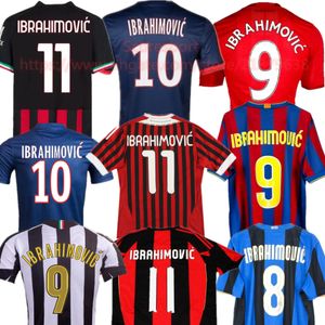 Ibrahimovic Retro Soccer Jerseys Milan 10 11 12 Camisas de futebol clássicas 04 05 Camisas de futebol 09 10 kit vintage 16 17