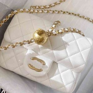 Marsupi Cc Vita s Pelle di pecora Piccola catena a sfera Femminile 2022 Nuovo Lingge Golden Bead Square Fat Borsa a tracolla con una spalla Fashion219l