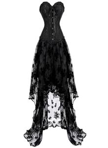 Korsettklänningskjol Set Tutu Lace Sexig överbusta korsetter för kvinnor Gothique Plus Size Costume Burlesque CorSett Victorian Black 2204553454