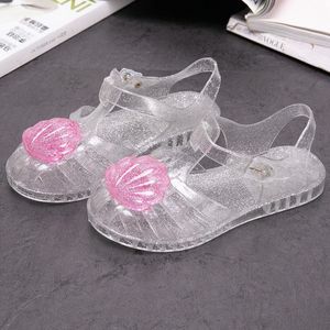 Barn sandaler flickor gladiator skor sommar bling flat strand barns skal kristall gelé sandal ungdom småbarn fotfäste rosa vita svart icke-bran l1mg#