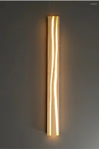 Lampada da parete in legno massello lunga striscia creativa soggiorno camera da letto decorazione comodino applique stile giapponese paralume illuminazione a LED