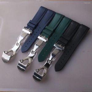 Titta på band Natural Rubber Silione Watchband 22mm för Black Bay 1958 GMT 41mm Pelagos Blue Green Sport Strap Gift Tools Curved End Men