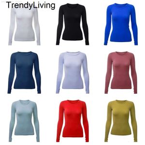 lu yoga clothing womens long sleeve sports yoga 1.0 t-shirt quick dry round neck yoga running fitness tops sweat wicking tights yoga