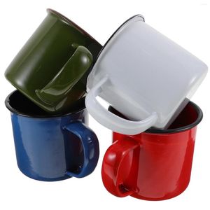 Vinglas Emalj kopp mugg retro järn med handtag med fast färg tjockt krimpande vatten glas reser kaffe