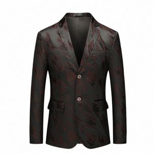 Autumn Mens Blazer Jacket Busin Högkvalitativ Jacquard Profial Single-Piece Suit Jacket Slim Casual Wedding Suits For Men M6A1#